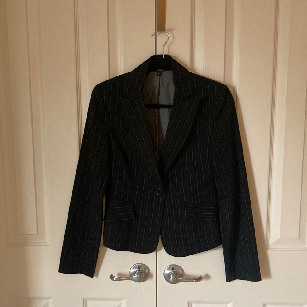 Women’s black pinstripe blazer, size S, zinc brand